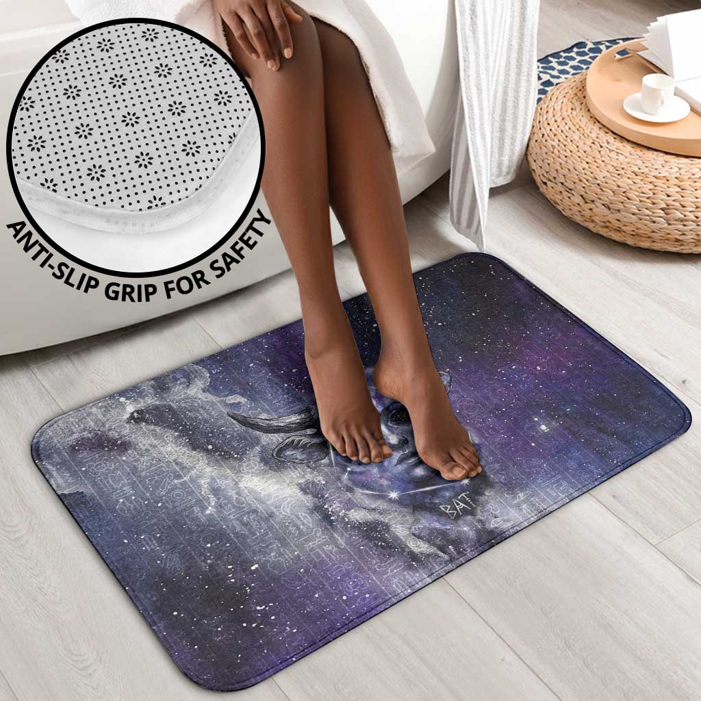 Bat Egyptian Bathroom Set Cow Goddess Celestial Face Horn Ring Gem Cosmic Starry Sky