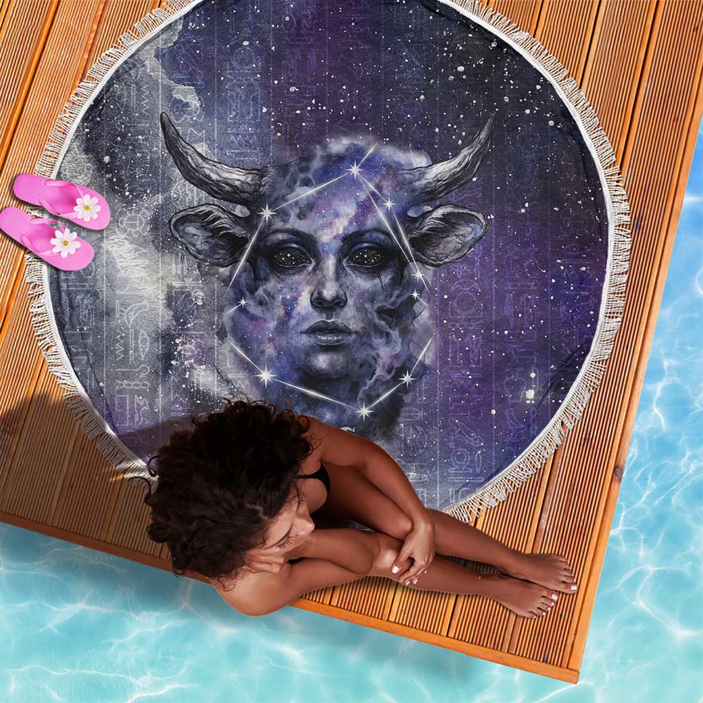 Bat Egyptian Beach Blanket Cow Goddess Celestial Face Horn Ring Gem Cosmic Starry Sky