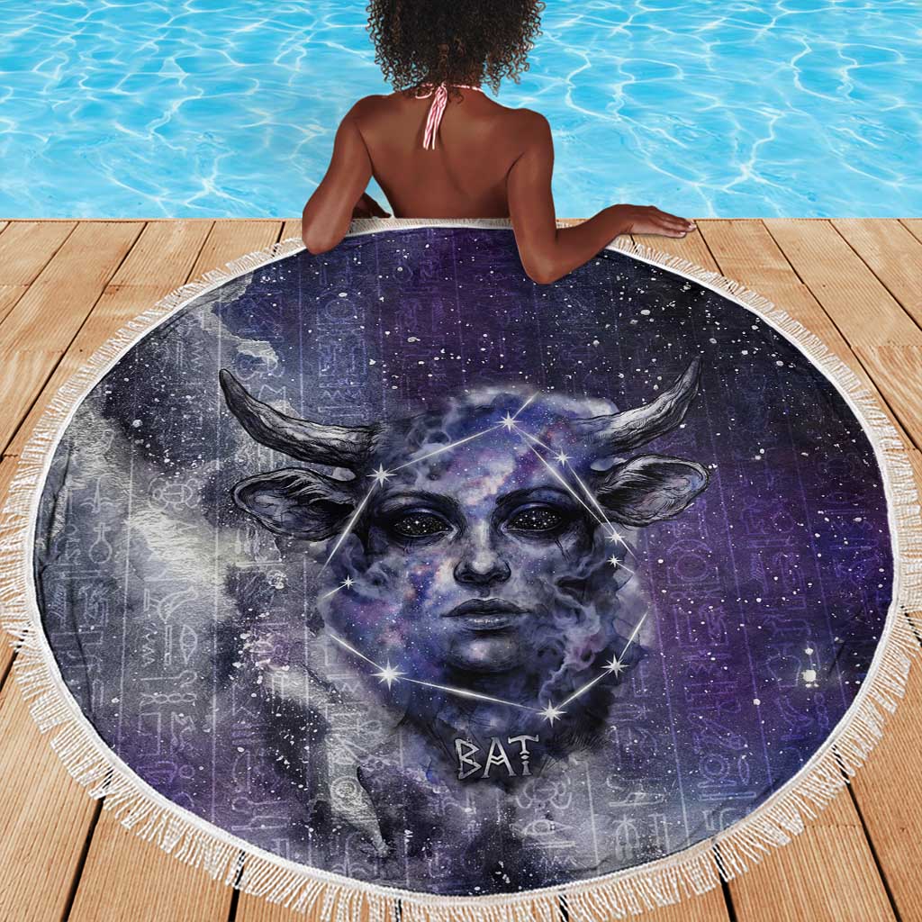 Bat Egyptian Beach Blanket Cow Goddess Celestial Face Horn Ring Gem Cosmic Starry Sky