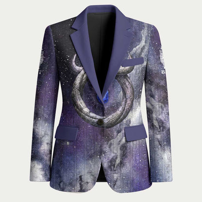 Bat Egyptian Blazer Cow Goddess Celestial Face Horn Ring Gem Cosmic Starry Sky