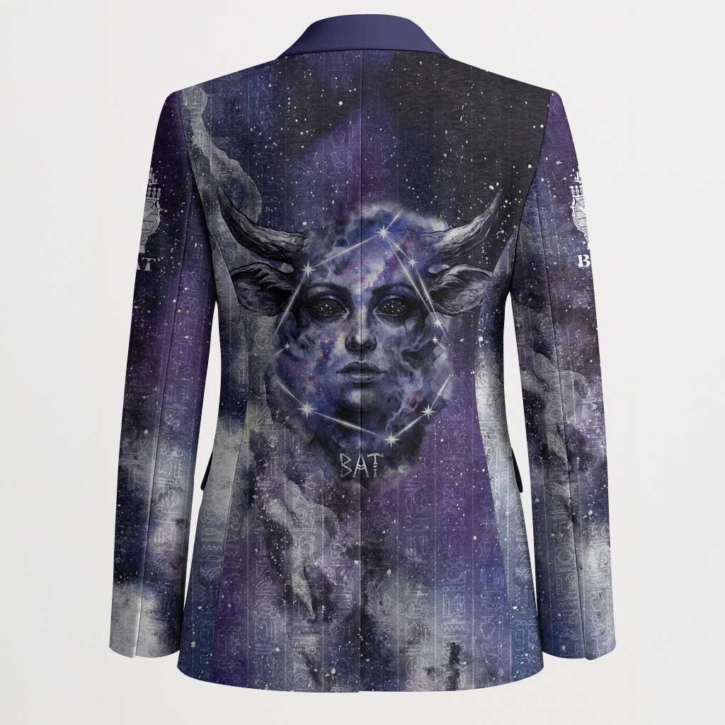 Bat Egyptian Blazer Cow Goddess Celestial Face Horn Ring Gem Cosmic Starry Sky