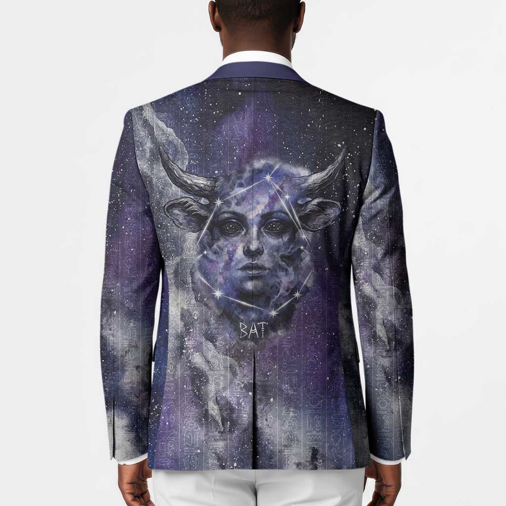 Bat Egyptian Blazer Cow Goddess Celestial Face Horn Ring Gem Cosmic Starry Sky