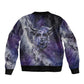 Bat Egyptian Bomber Jacket Cow Goddess Celestial Face Horn Ring Gem Cosmic Starry Sky