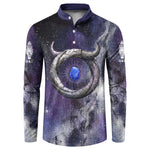 Bat Egyptian Button Sweatshirt Cow Goddess Celestial Face Horn Ring Gem Cosmic Starry Sky