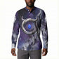Bat Egyptian Button Sweatshirt Cow Goddess Celestial Face Horn Ring Gem Cosmic Starry Sky