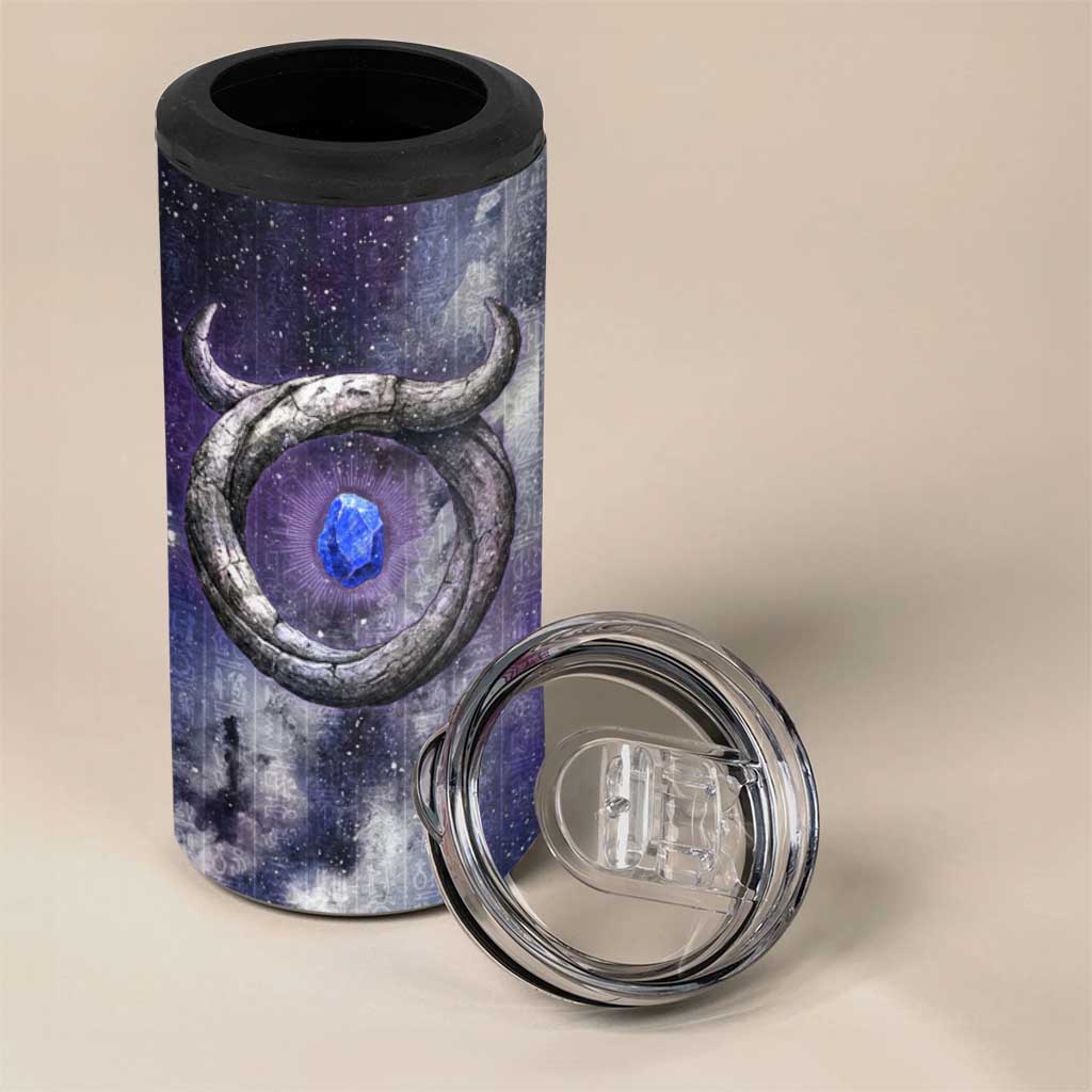 Bat Egyptian 4 in 1 Can Cooler Tumbler Cow Goddess Celestial Face Horn Ring Gem Cosmic Starry Sky