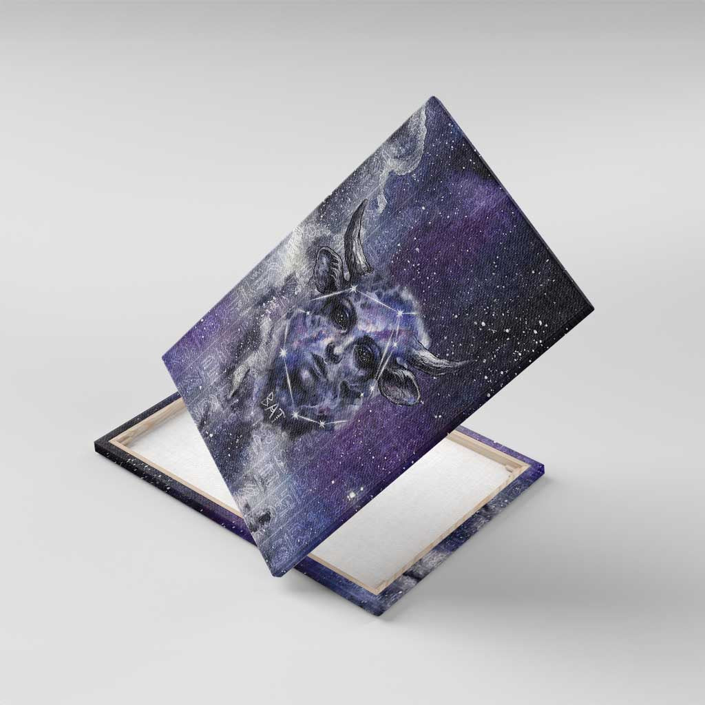 Bat Egyptian Canvas Wall Art Cow Goddess Celestial Face Horn Ring Gem Cosmic Starry Sky