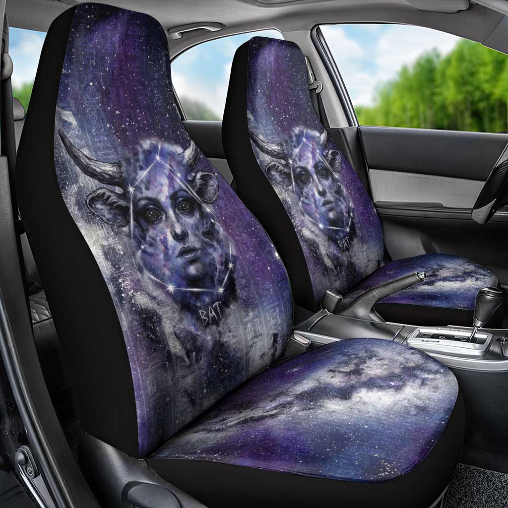 Bat Egyptian Car Seat Cover Cow Goddess Celestial Face Horn Ring Gem Cosmic Starry Sky