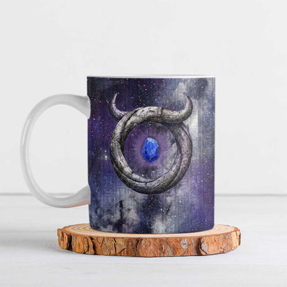 Bat Egyptian Ceramic Mug Cow Goddess Celestial Face Horn Ring Gem Cosmic Starry Sky