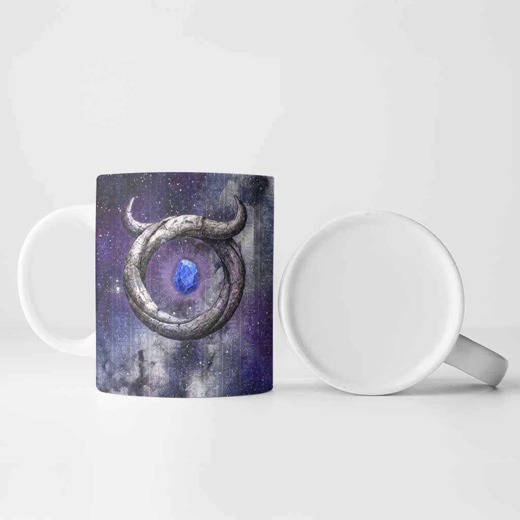 Bat Egyptian Ceramic Mug Cow Goddess Celestial Face Horn Ring Gem Cosmic Starry Sky