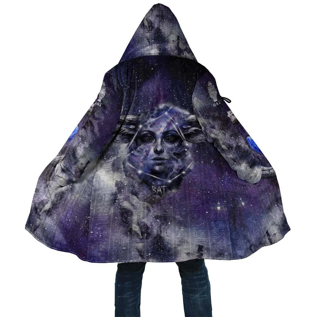Bat Egyptian Cloak Cow Goddess Celestial Face Horn Ring Gem Cosmic Starry Sky