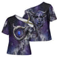 Bat Egyptian Cross Shoulder Shirt Cow Goddess Celestial Face Horn Ring Gem Cosmic Starry Sky