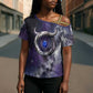 Bat Egyptian Cross Shoulder Shirt Cow Goddess Celestial Face Horn Ring Gem Cosmic Starry Sky