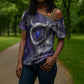 Bat Egyptian Cross Shoulder Shirt Cow Goddess Celestial Face Horn Ring Gem Cosmic Starry Sky