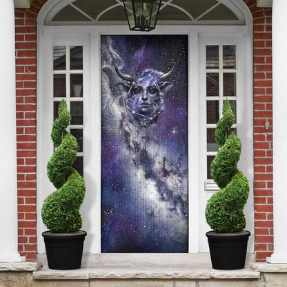 Bat Egyptian Door Cover Cow Goddess Celestial Face Horn Ring Gem Cosmic Starry Sky