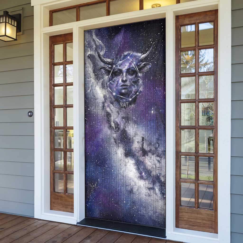 Bat Egyptian Door Cover Cow Goddess Celestial Face Horn Ring Gem Cosmic Starry Sky
