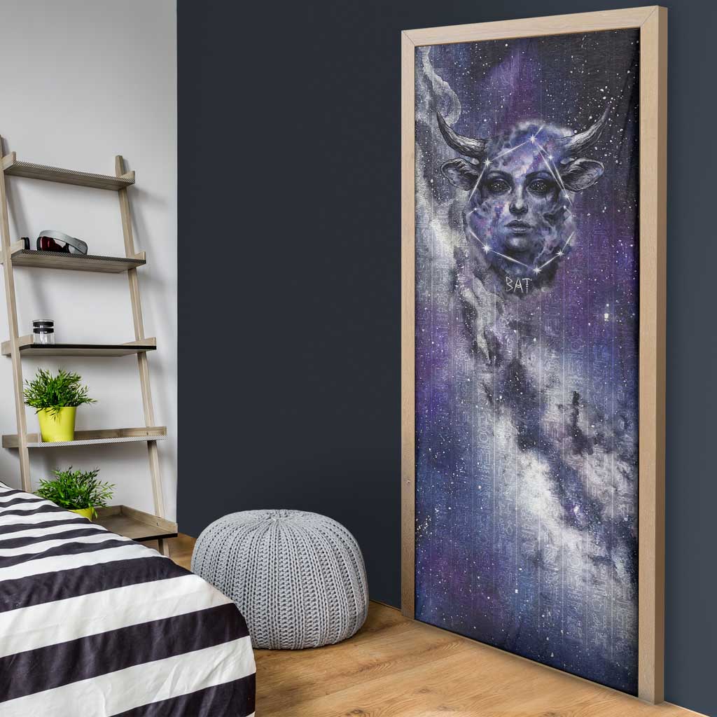 Bat Egyptian Door Cover Cow Goddess Celestial Face Horn Ring Gem Cosmic Starry Sky