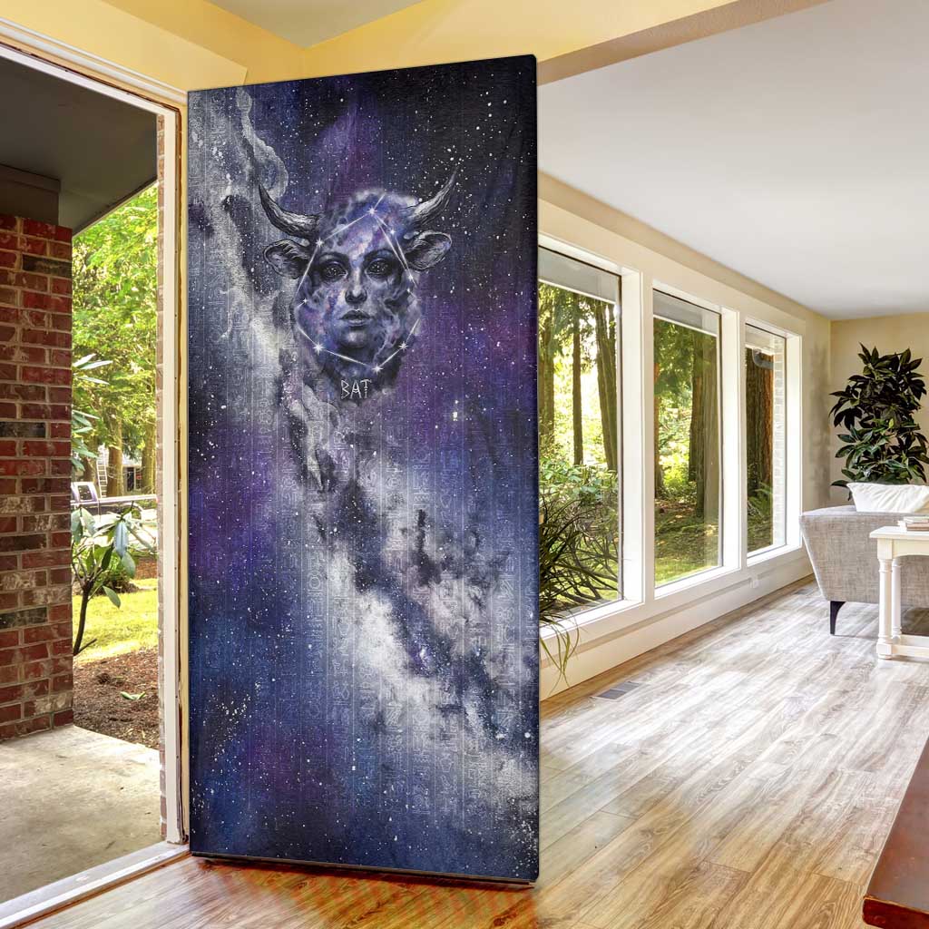 Bat Egyptian Door Cover Cow Goddess Celestial Face Horn Ring Gem Cosmic Starry Sky