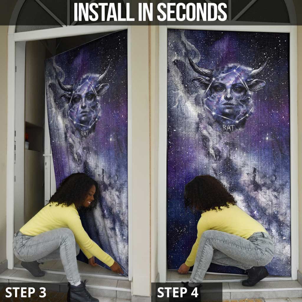 Bat Egyptian Door Cover Cow Goddess Celestial Face Horn Ring Gem Cosmic Starry Sky