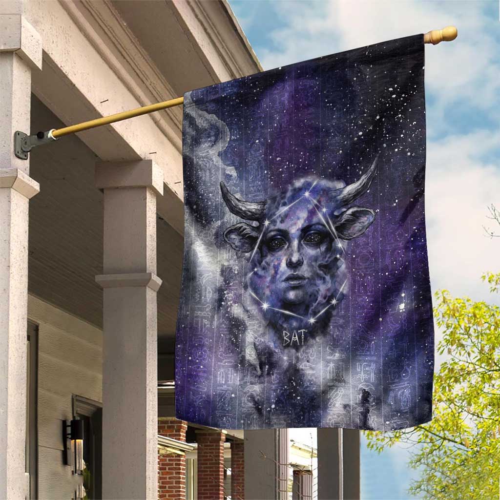 Bat Egyptian Garden Flag Cow Goddess Celestial Face Horn Ring Gem Cosmic Starry Sky