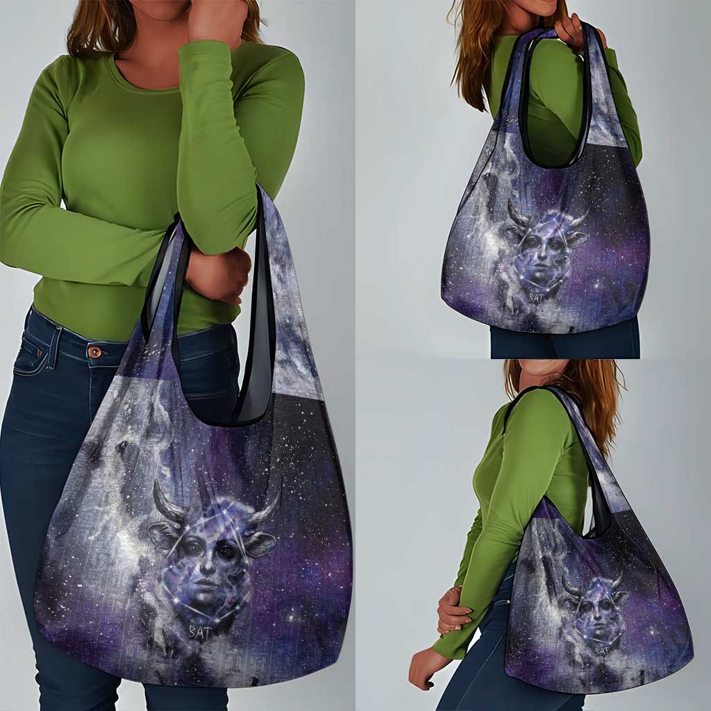 Bat Egyptian Grocery Bag Cow Goddess Celestial Face Horn Ring Gem Cosmic Starry Sky