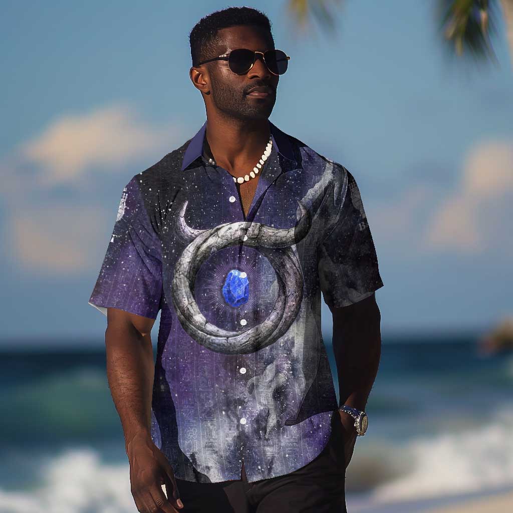 Bat Egyptian Hawaiian Shirt Cow Goddess Celestial Face Horn Ring Gem Cosmic Starry Sky