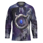 Bat Egyptian Hockey Jersey Cow Goddess Celestial Face Horn Ring Gem Cosmic Starry Sky