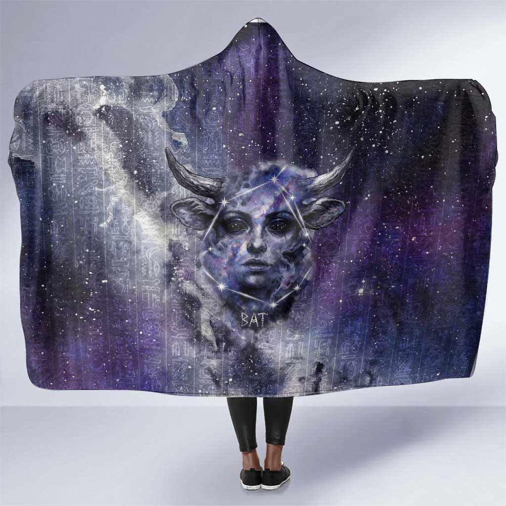 Bat Egyptian Hooded Blanket Cow Goddess Celestial Face Horn Ring Gem Cosmic Starry Sky