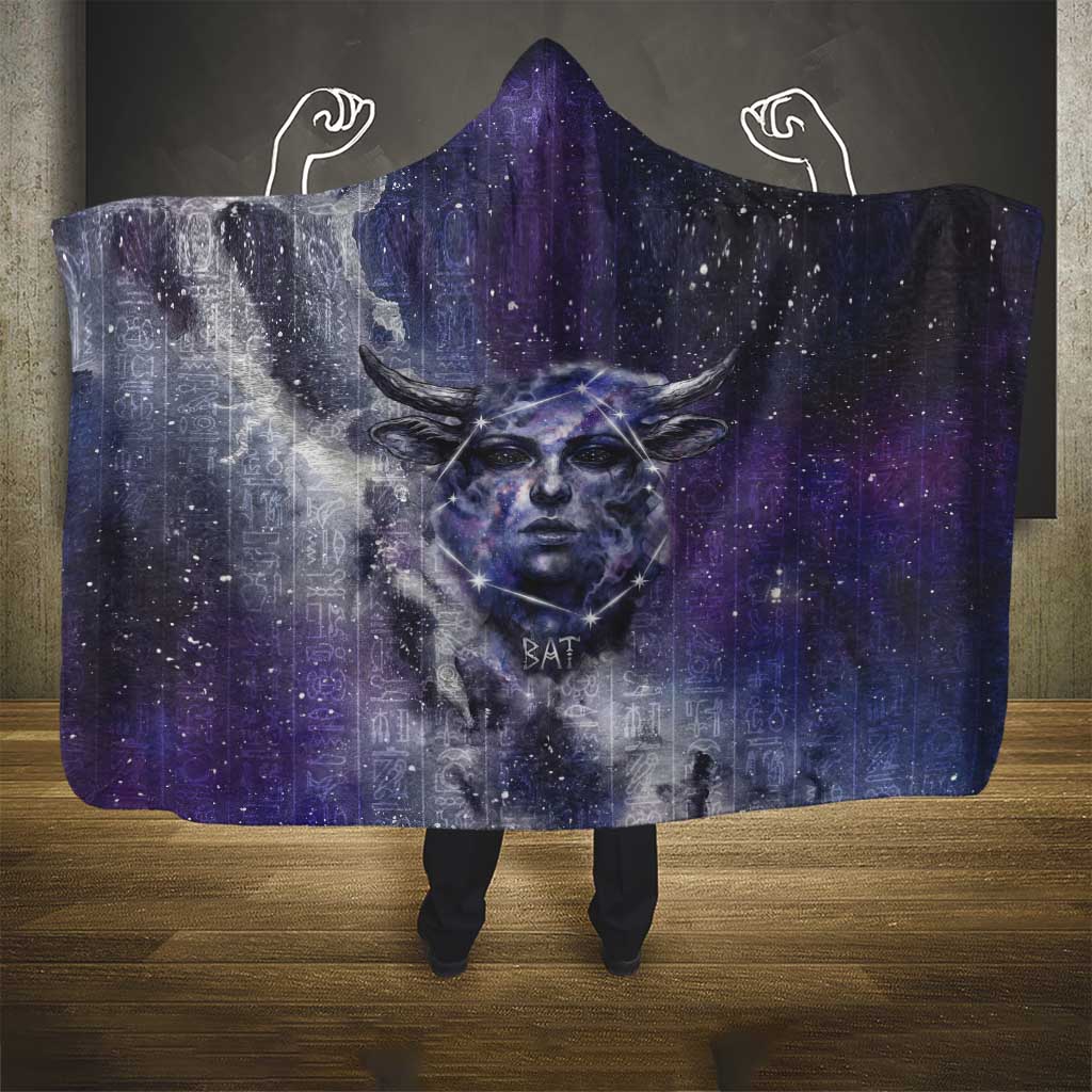 Bat Egyptian Hooded Blanket Cow Goddess Celestial Face Horn Ring Gem Cosmic Starry Sky