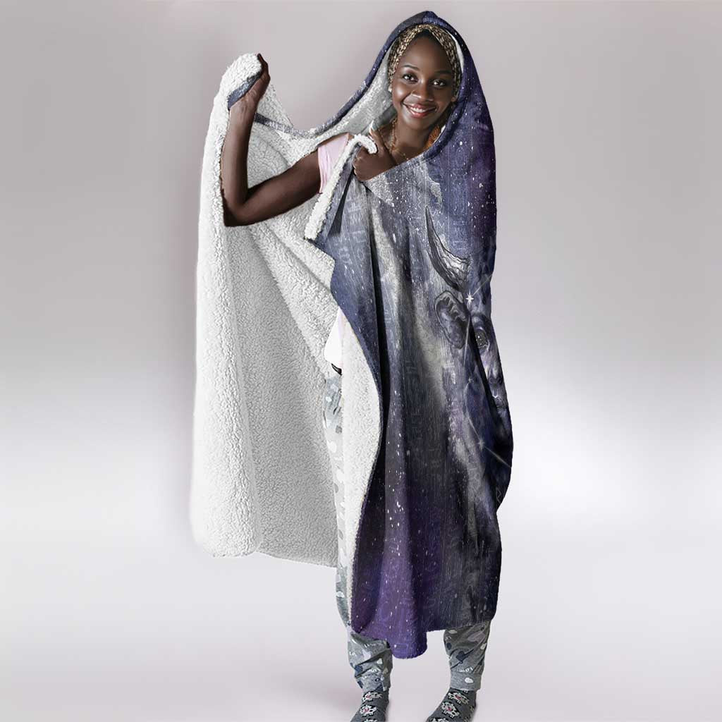 Bat Egyptian Hooded Blanket Cow Goddess Celestial Face Horn Ring Gem Cosmic Starry Sky
