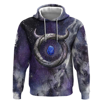 Bat Egyptian Hoodie Cow Goddess Celestial Face Horn Ring Gem Cosmic Starry Sky