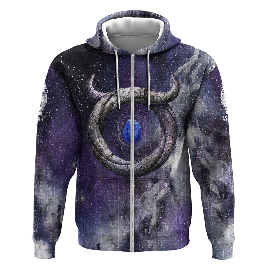 Bat Egyptian Hoodie Cow Goddess Celestial Face Horn Ring Gem Cosmic Starry Sky