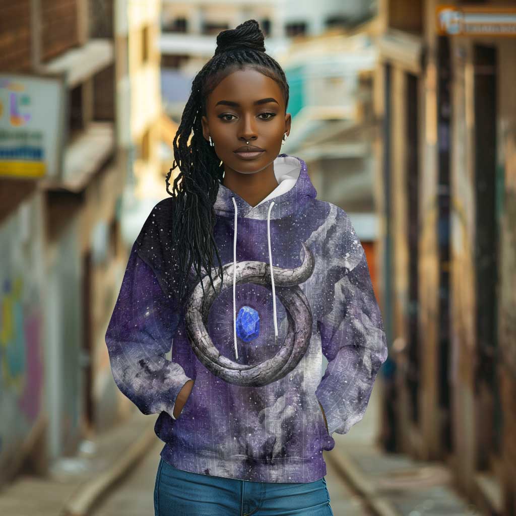 Bat Egyptian Hoodie Cow Goddess Celestial Face Horn Ring Gem Cosmic Starry Sky