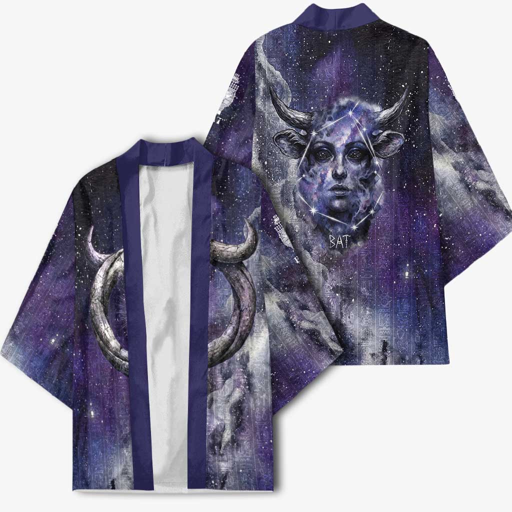 Bat Egyptian Kimono Cow Goddess Celestial Face Horn Ring Gem Cosmic Starry Sky