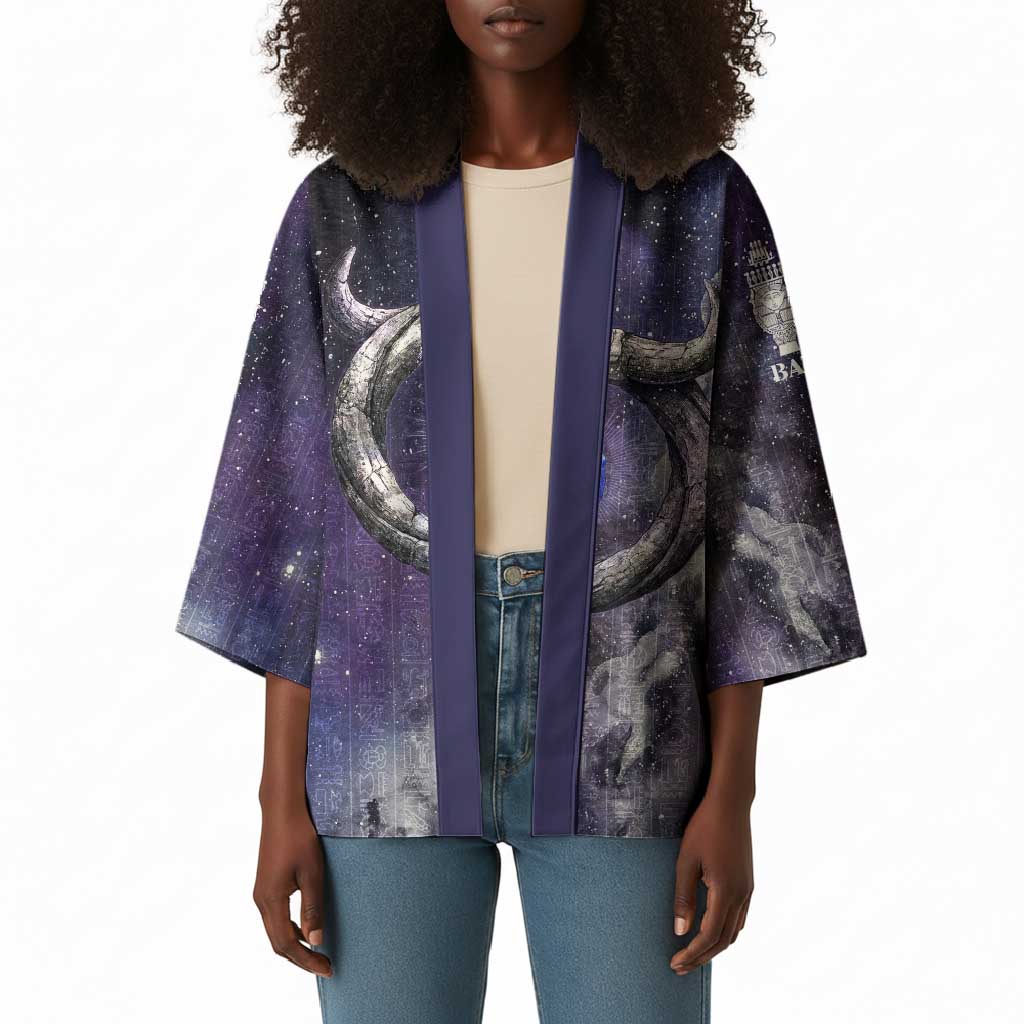 Bat Egyptian Kimono Cow Goddess Celestial Face Horn Ring Gem Cosmic Starry Sky