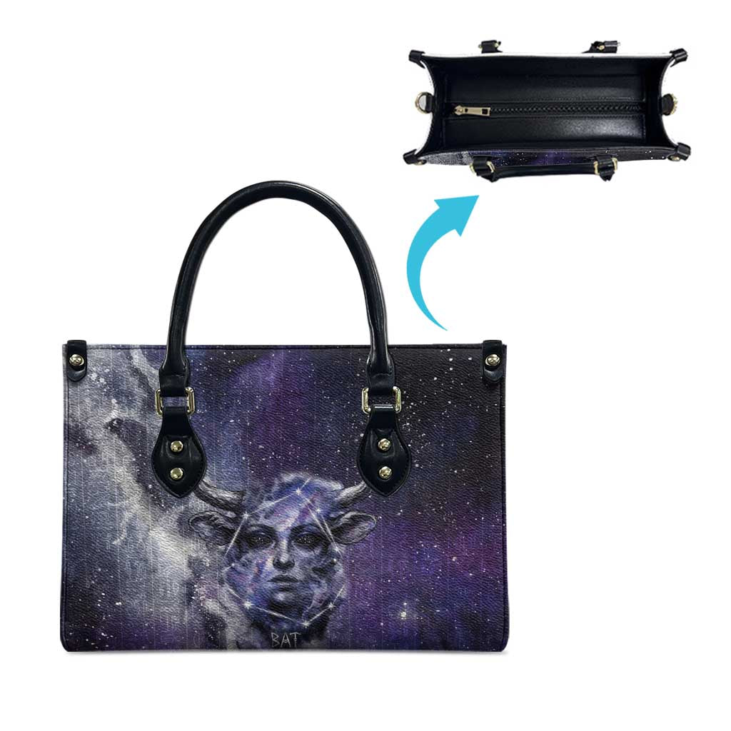 Bat Egyptian Leather Bag Cow Goddess Celestial Face Horn Ring Gem Cosmic Starry Sky