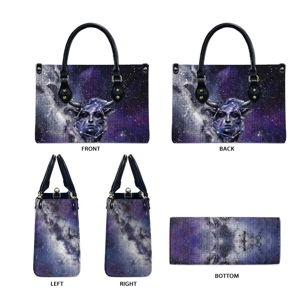 Bat Egyptian Leather Bag Cow Goddess Celestial Face Horn Ring Gem Cosmic Starry Sky