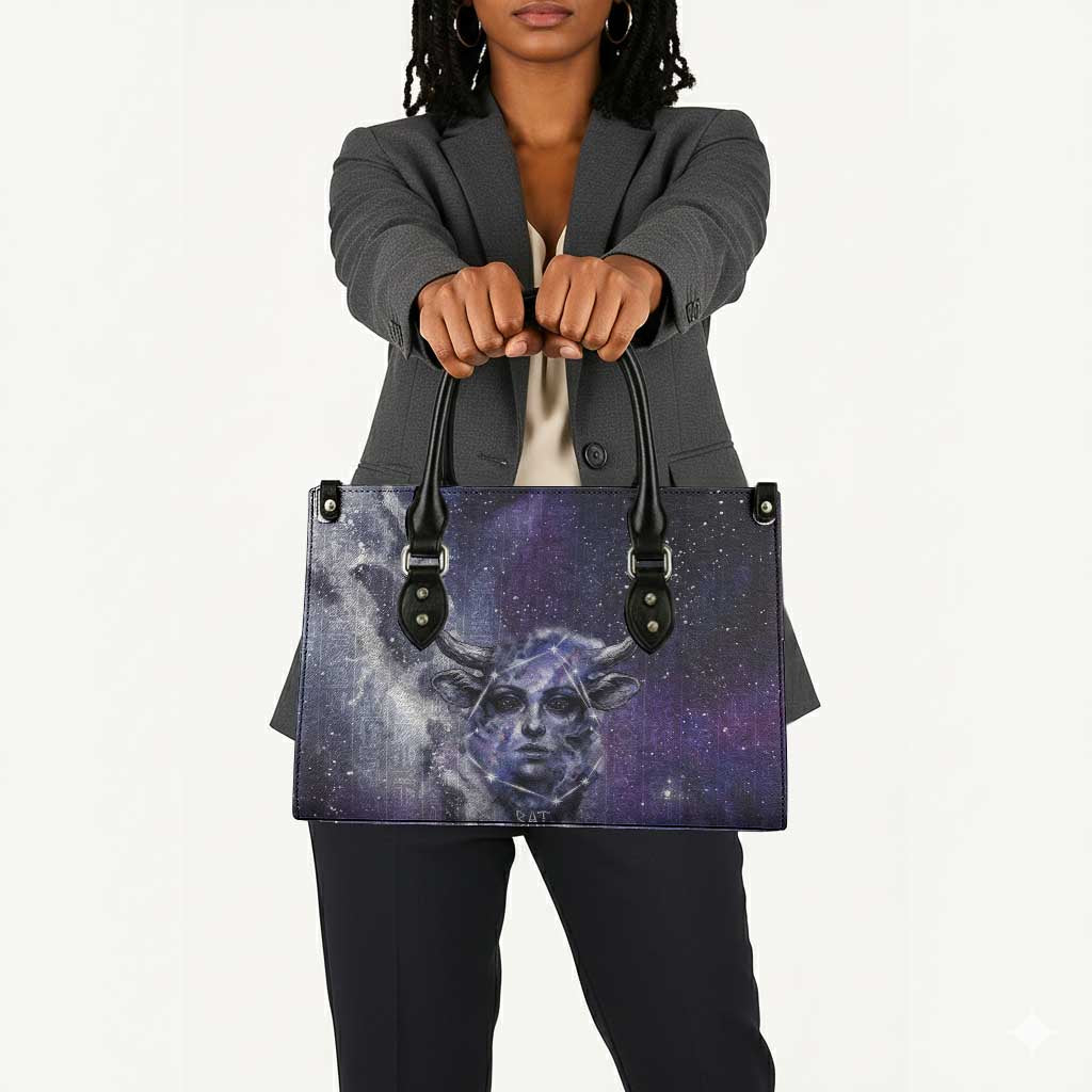 Bat Egyptian Leather Bag Cow Goddess Celestial Face Horn Ring Gem Cosmic Starry Sky