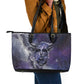 Bat Egyptian Leather Tote Bag Cow Goddess Celestial Face Horn Ring Gem Cosmic Starry Sky