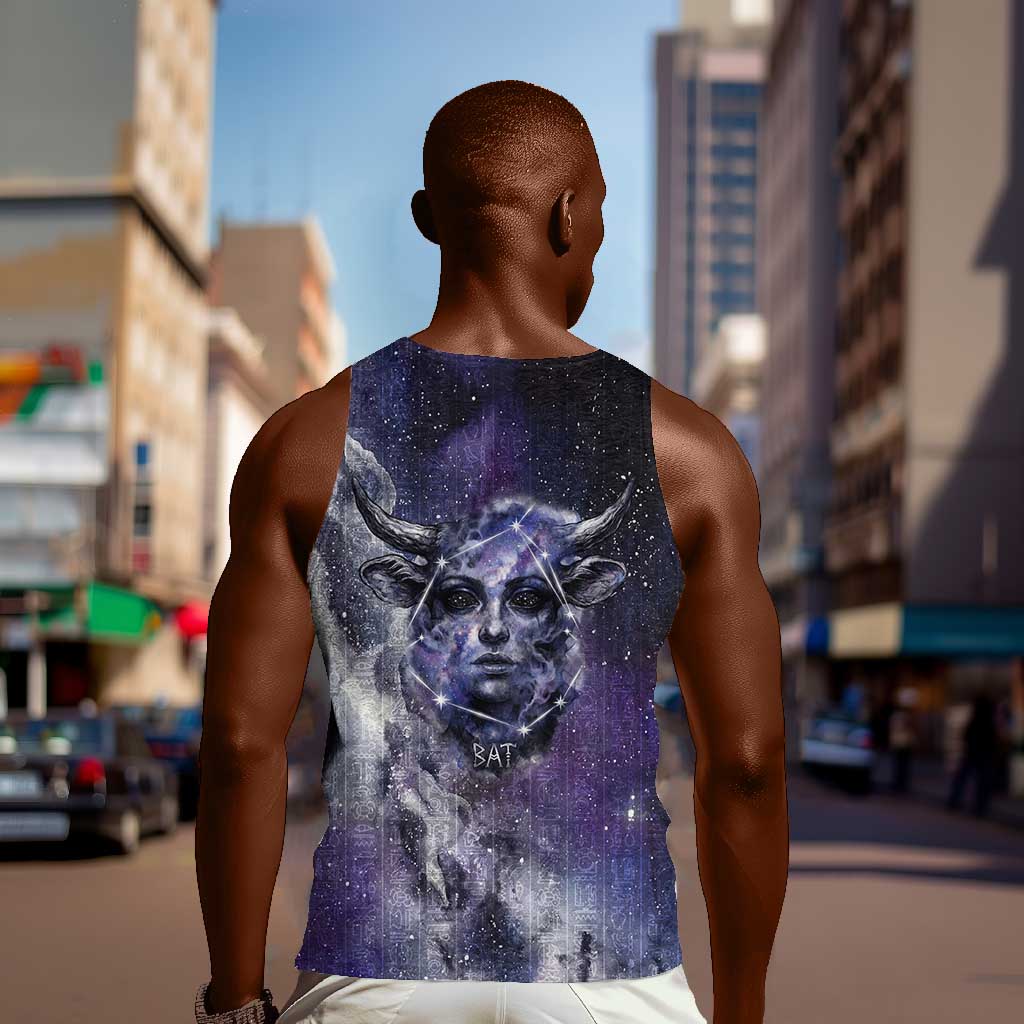 Bat Egyptian Men Tank Top Cow Goddess Celestial Face Horn Ring Gem Cosmic Starry Sky