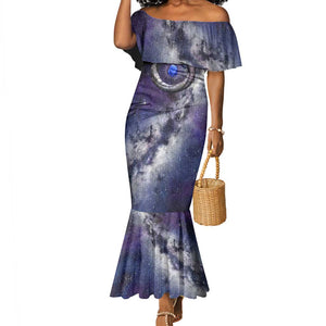 Bat Egyptian Mermaid Dress Cow Goddess Celestial Face Horn Ring Gem Cosmic Starry Sky