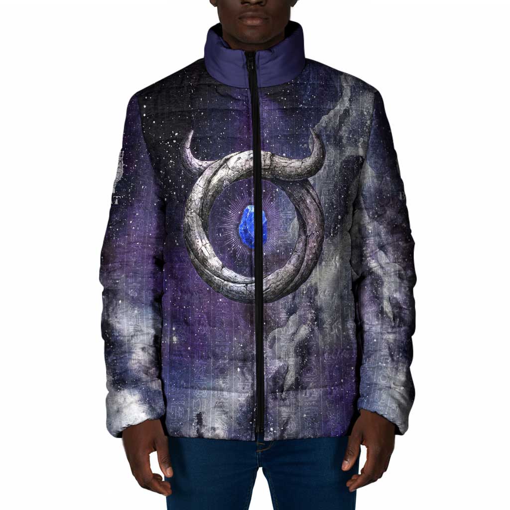 Bat Egyptian Padded Jacket Cow Goddess Celestial Face Horn Ring Gem Cosmic Starry Sky
