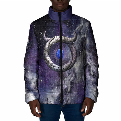 Bat Egyptian Padded Jacket Cow Goddess Celestial Face Horn Ring Gem Cosmic Starry Sky