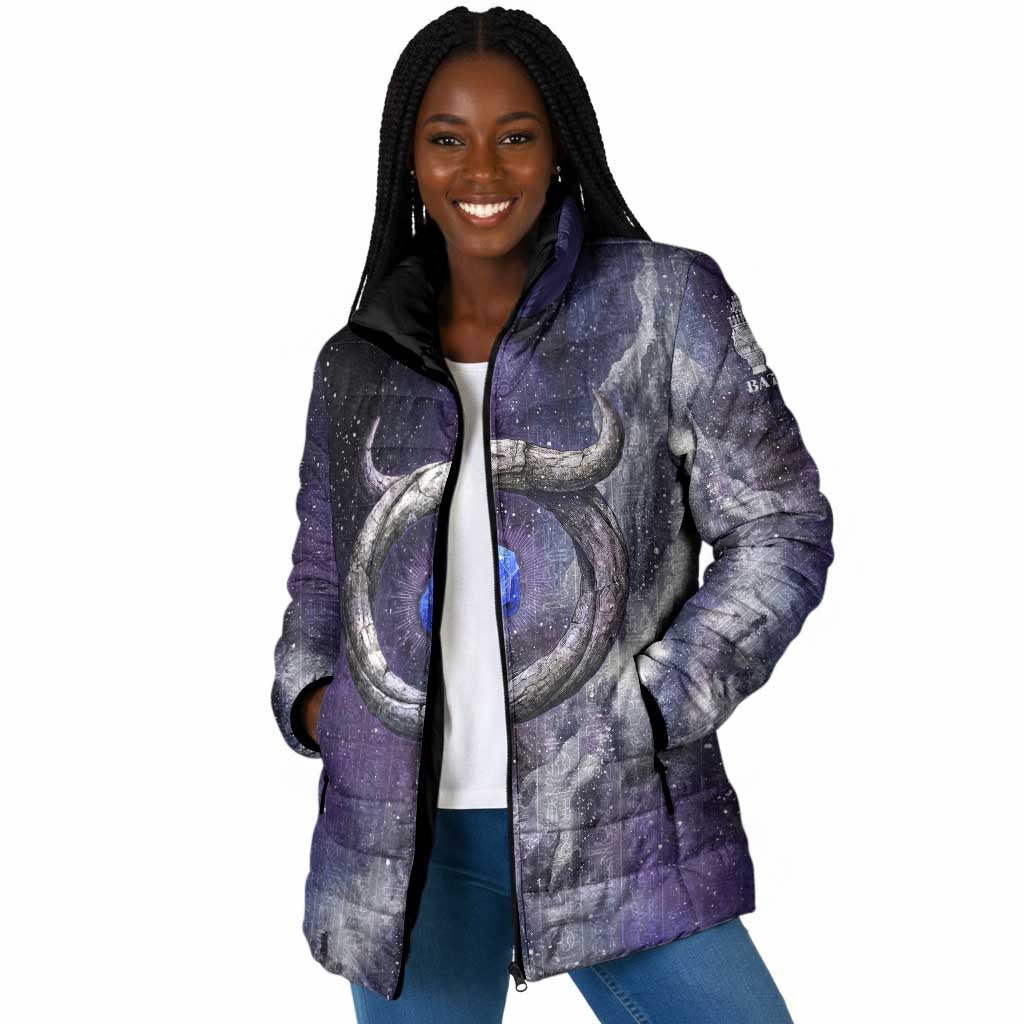 Bat Egyptian Padded Jacket Cow Goddess Celestial Face Horn Ring Gem Cosmic Starry Sky