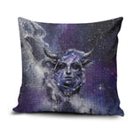 Bat Egyptian Pillow Cover Cow Goddess Celestial Face Horn Ring Gem Cosmic Starry Sky