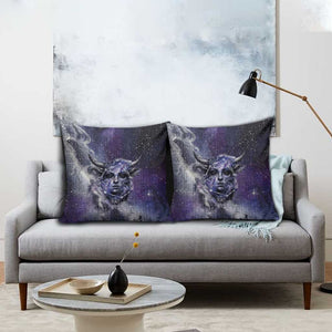 Bat Egyptian Pillow Cover Cow Goddess Celestial Face Horn Ring Gem Cosmic Starry Sky