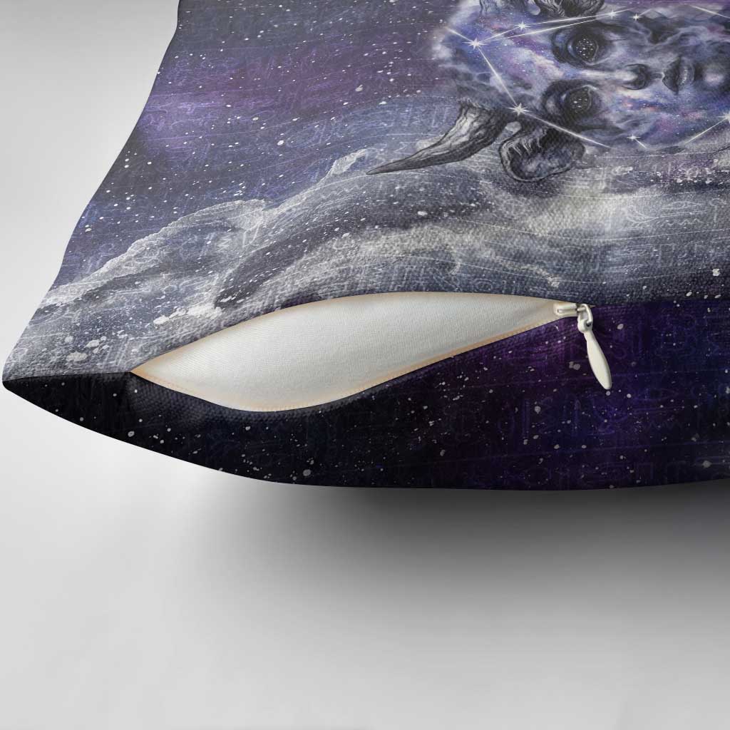 Bat Egyptian Pillow Cover Cow Goddess Celestial Face Horn Ring Gem Cosmic Starry Sky