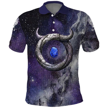 Bat Egyptian Polo Shirt Cow Goddess Celestial Face Horn Ring Gem Cosmic Starry Sky