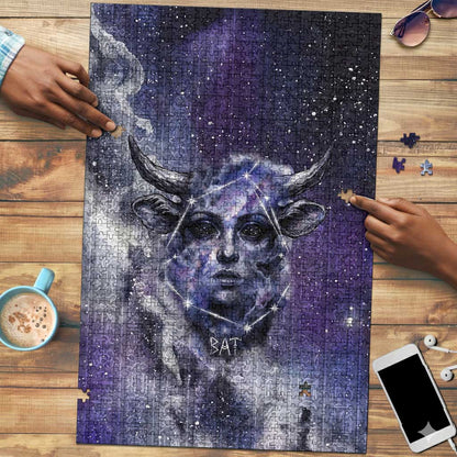 Bat Egyptian Puzzle Cow Goddess Celestial Face Horn Ring Gem Cosmic Starry Sky