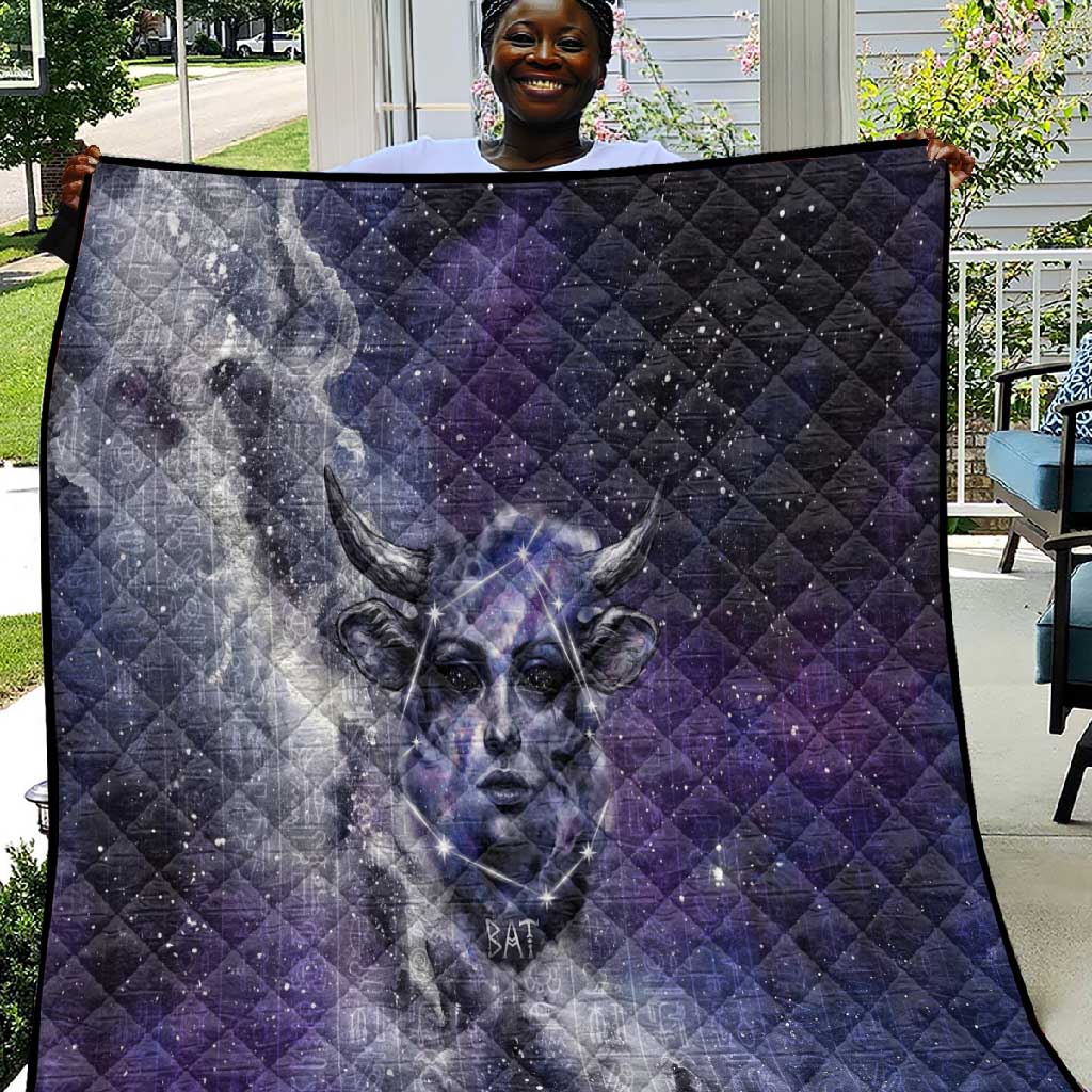 Bat Egyptian Quilt Cow Goddess Celestial Face Horn Ring Gem Cosmic Starry Sky